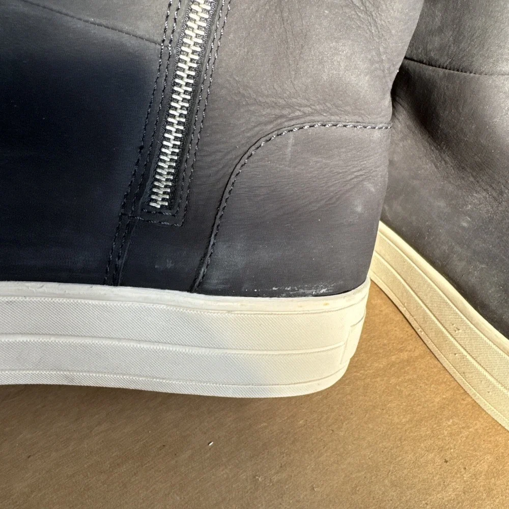 J/Slides NY Blue‎ Suede Side Zip High Top Sneakers Women's 9 Faux Fur Lined